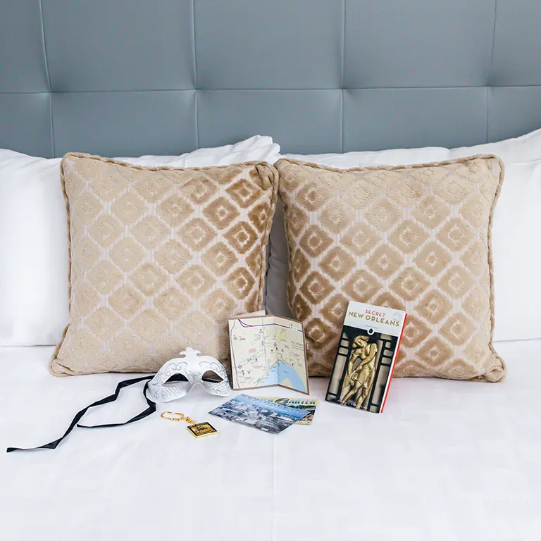 Mardi Gras mask and souvenirs at the Jung Hotel in New Orleans